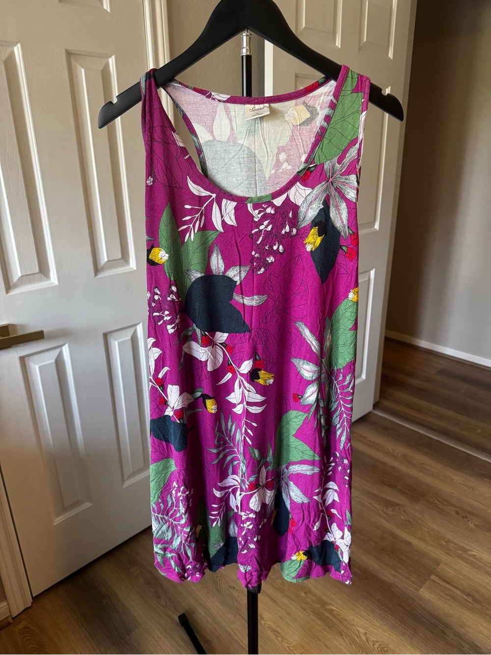 Soma Magenta Floral Trim Sleep Tank